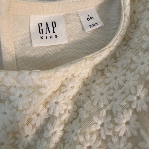 Gap Kids Mesh Embroidered Flower White Sleeveless Dress Size L - Picture 3 of 5